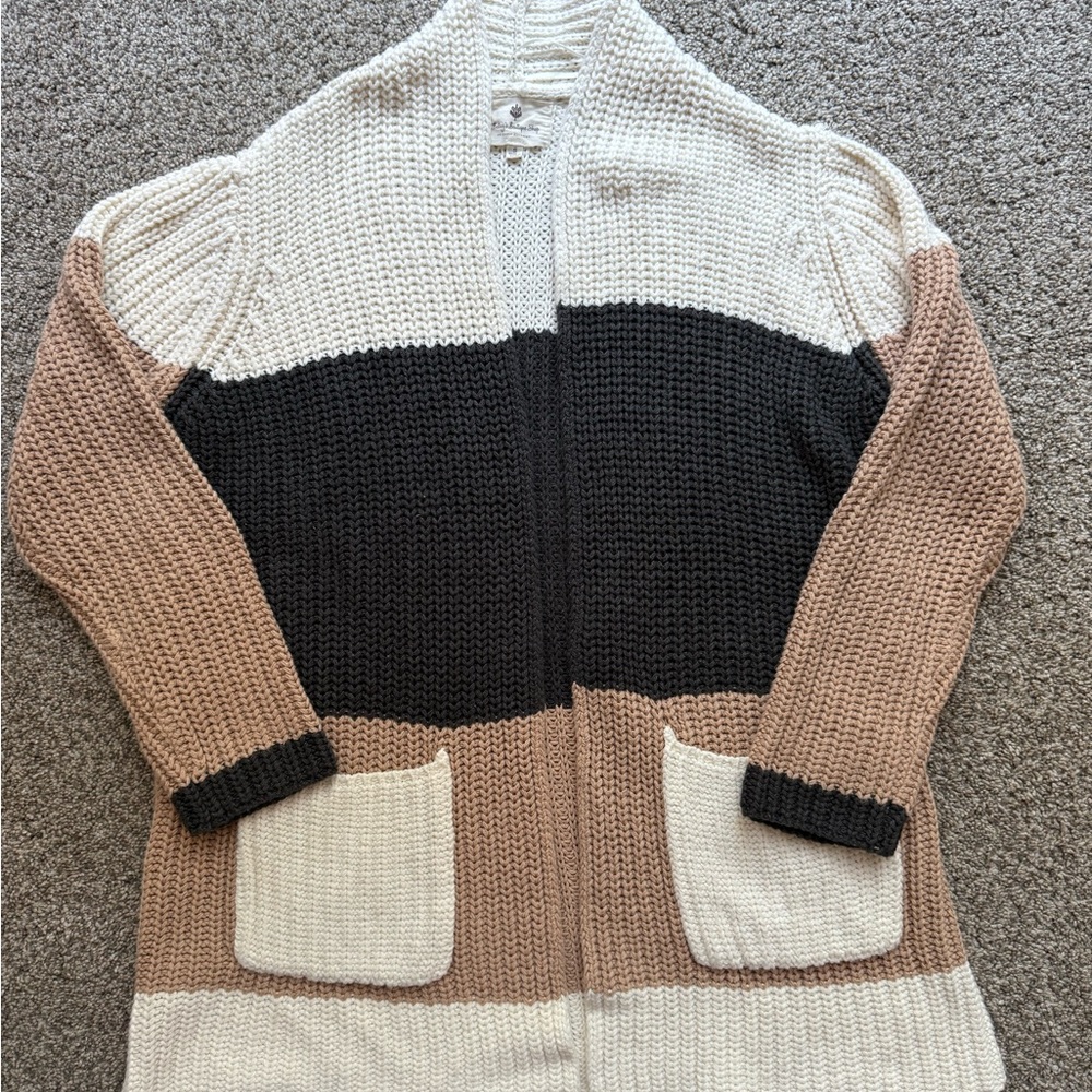 Colorblock Knit Cardigan Sweater
